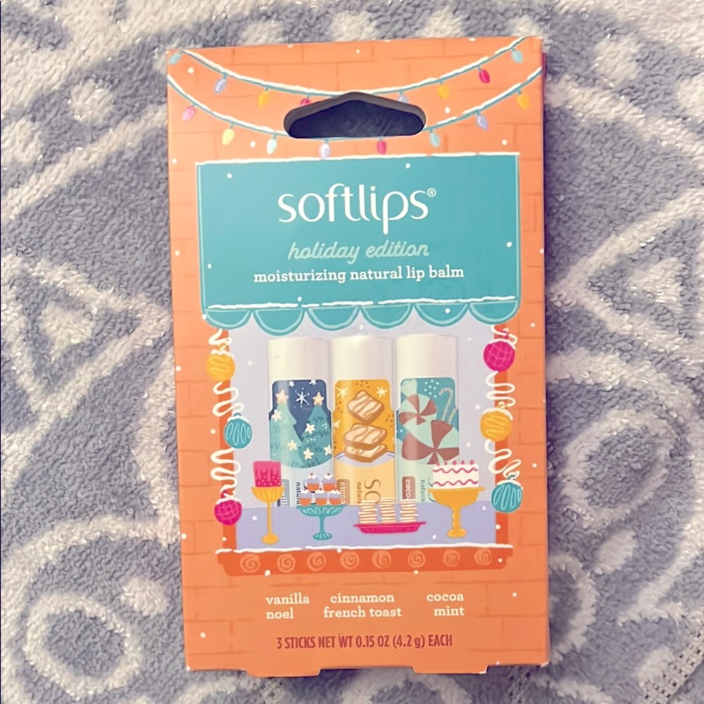 softlips Lip Balm Gift Set of 3 Winter Holiday Flavors/Scents for Dry Lips